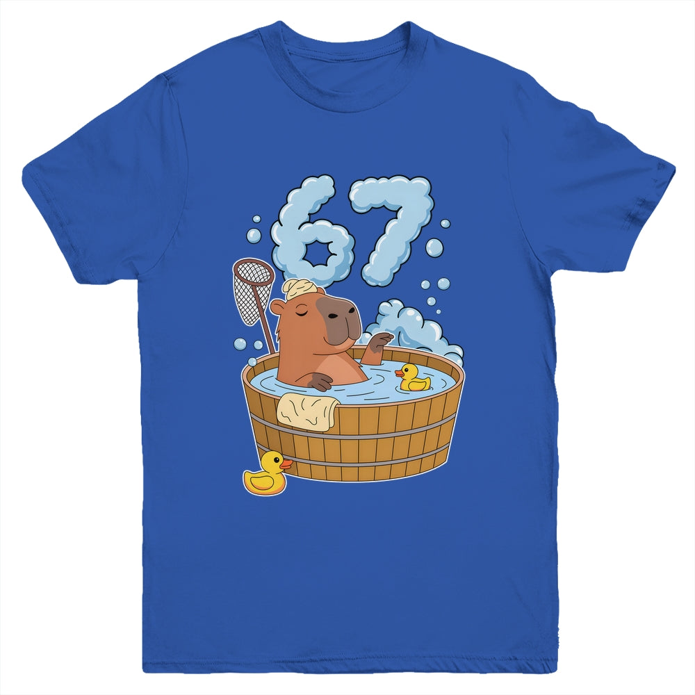 Capybara Bath Tub 67 Relaxed Funny Six Seven Meme Animal Youth Shirt | siriusteestore