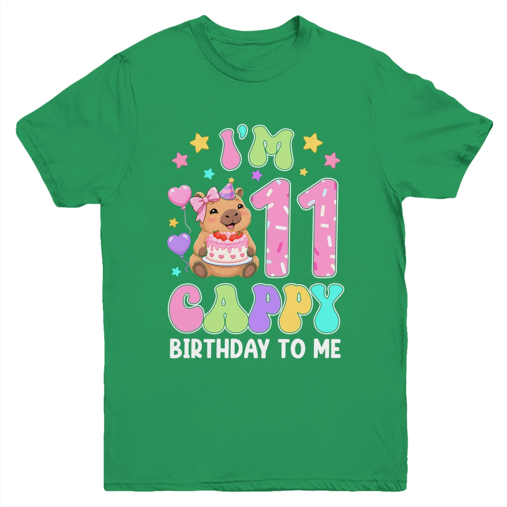 Capybara Birthday 11 Kawaii Capybara 11Th Birthday Girl Youth Shirt | siriusteestore