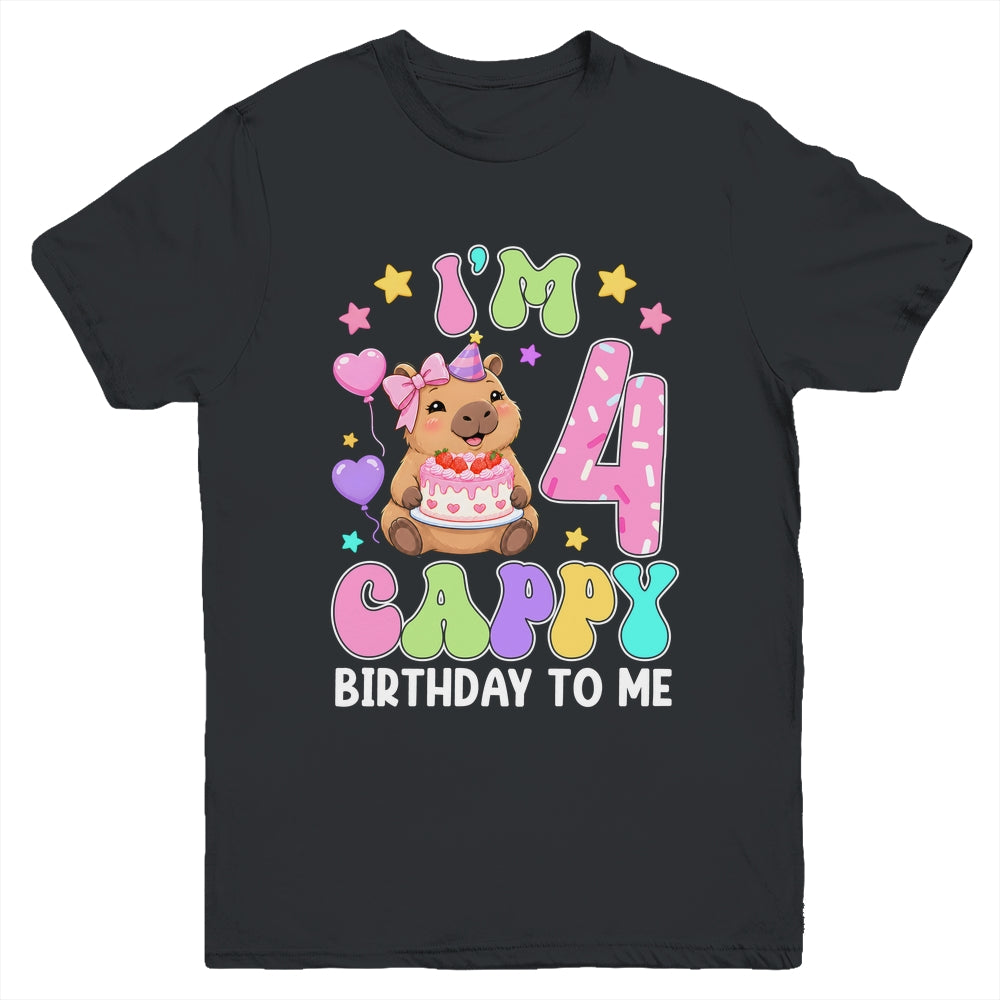Capybara Birthday 4 Kawaii Capybara 4Th Birthday Girl Youth Shirt | siriusteestore