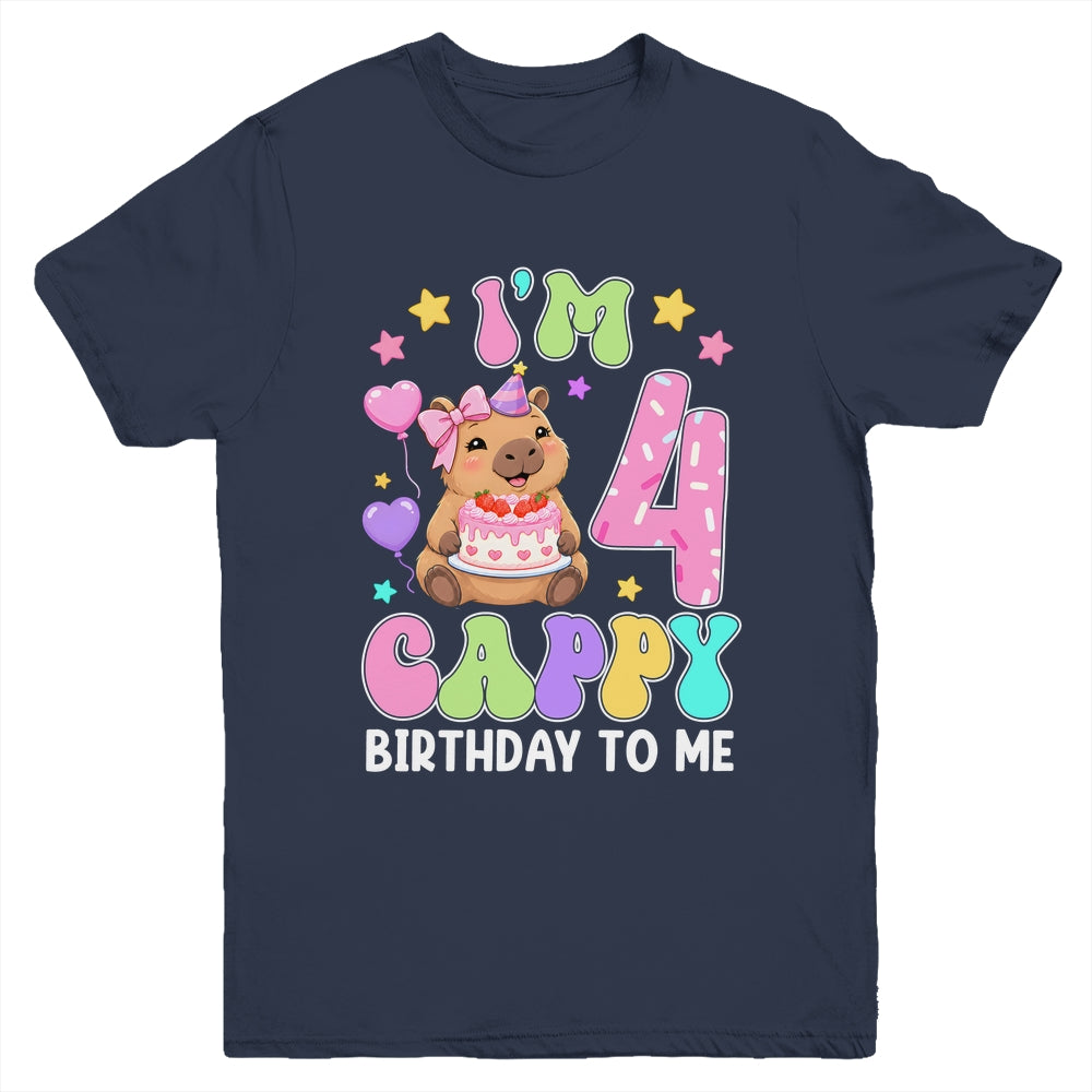 Capybara Birthday 4 Kawaii Capybara 4Th Birthday Girl Youth Shirt | siriusteestore