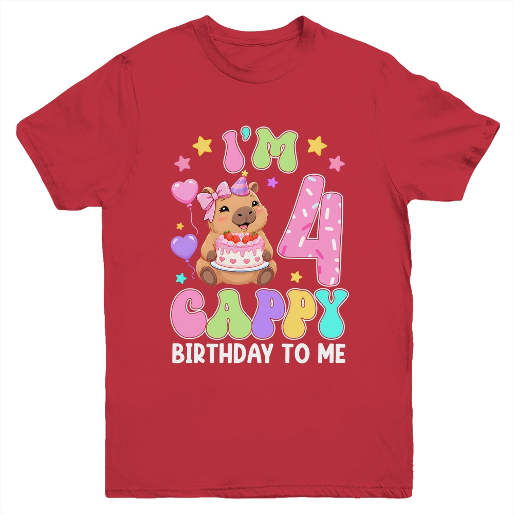 Capybara Birthday 4 Kawaii Capybara 4Th Birthday Girl Youth Shirt | siriusteestore