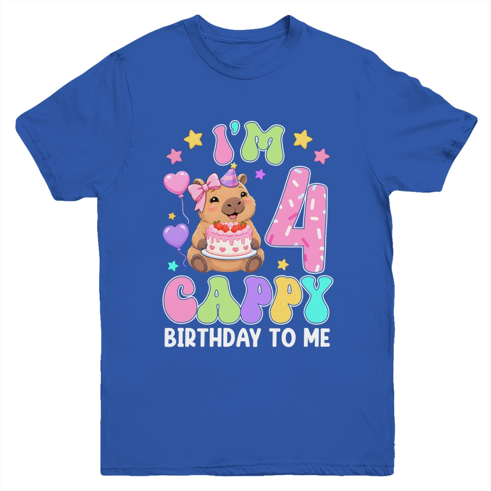 Capybara Birthday 4 Kawaii Capybara 4Th Birthday Girl Youth Shirt | siriusteestore