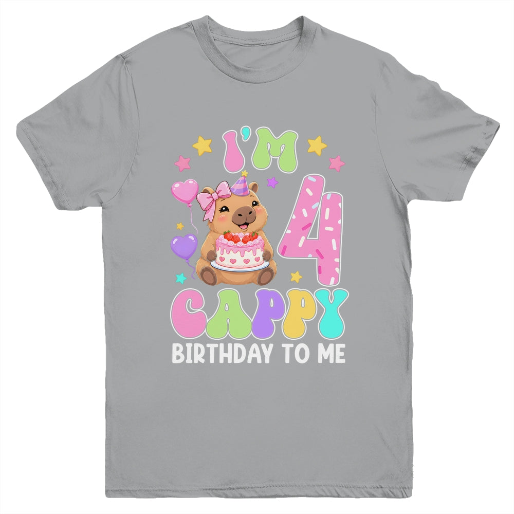Capybara Birthday 4 Kawaii Capybara 4Th Birthday Girl Youth Shirt | siriusteestore