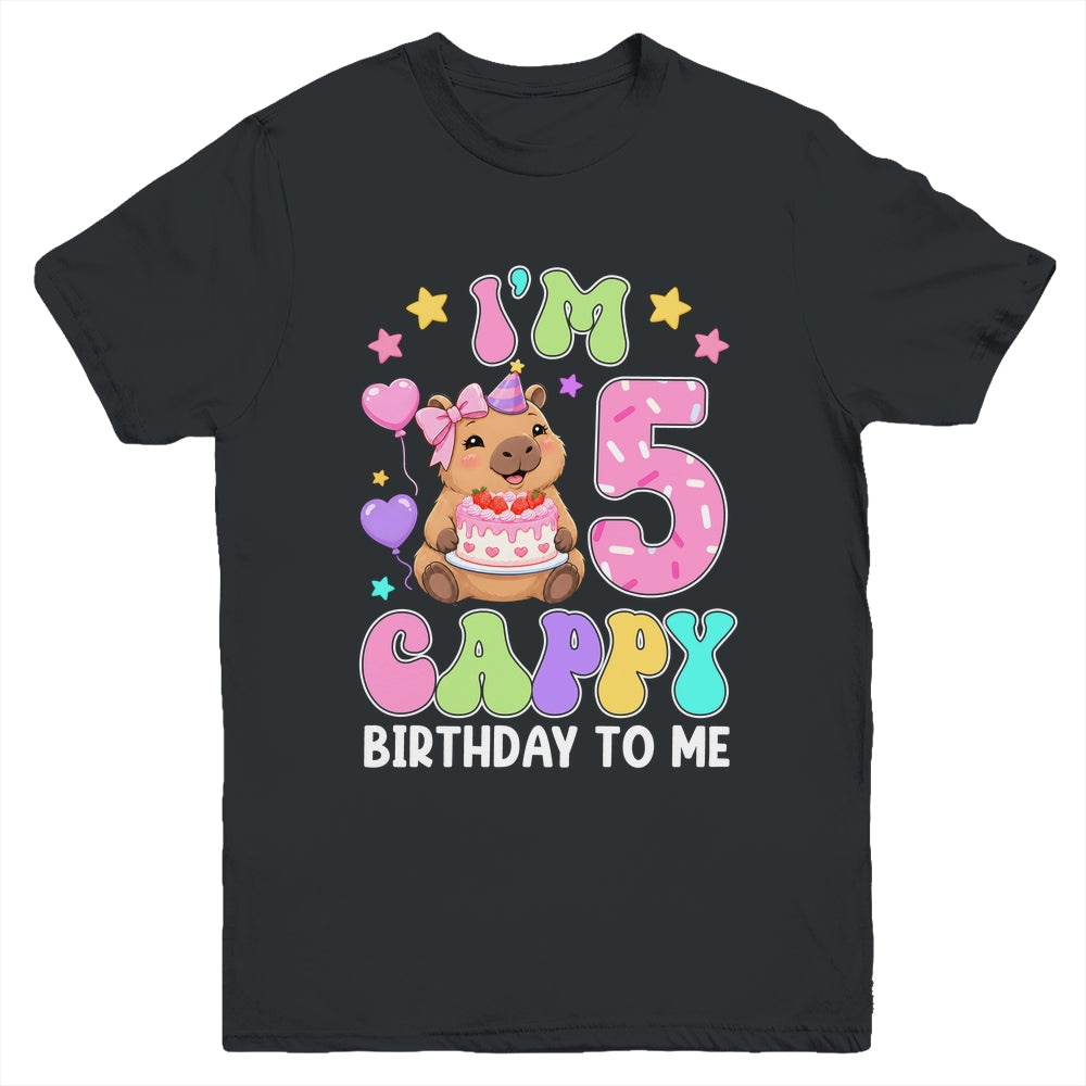 Capybara Birthday 5 Kawaii Capybara 5Th Birthday Girl Youth Shirt | siriusteestore
