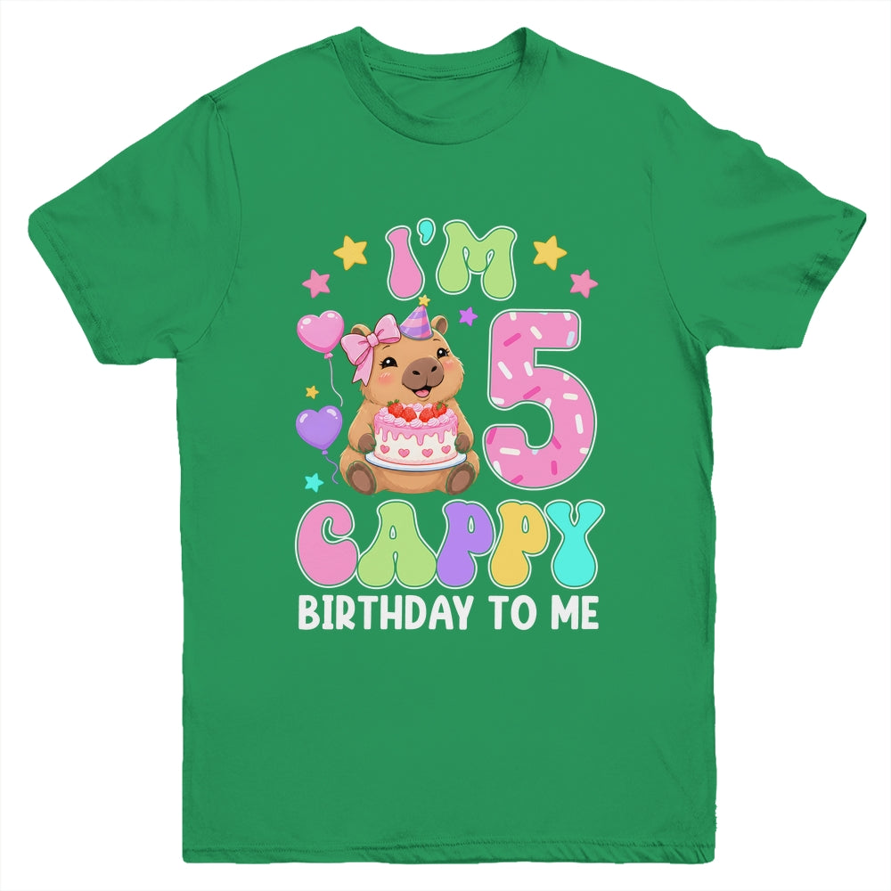 Capybara Birthday 5 Kawaii Capybara 5Th Birthday Girl Youth Shirt | siriusteestore