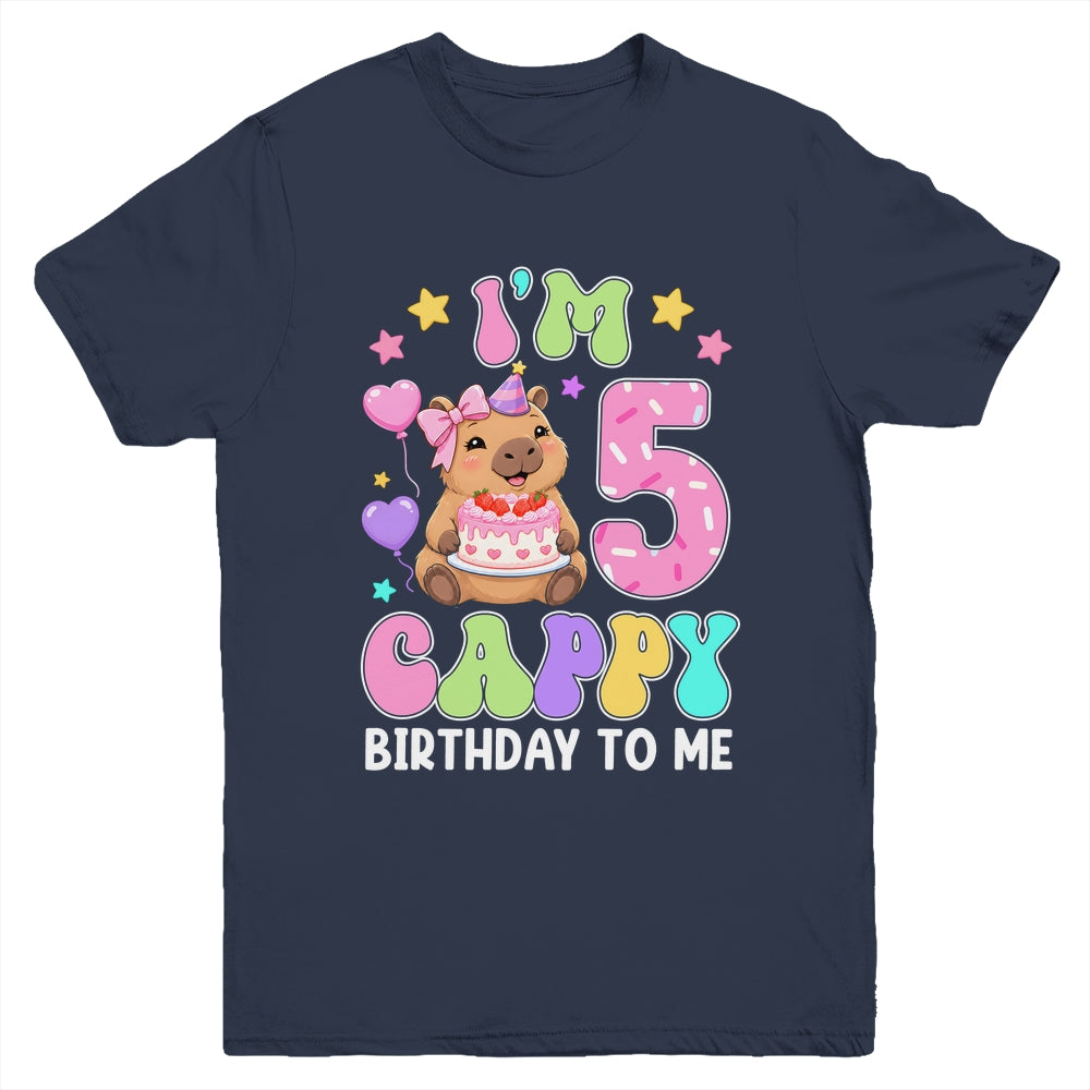 Capybara Birthday 5 Kawaii Capybara 5Th Birthday Girl Youth Shirt | siriusteestore