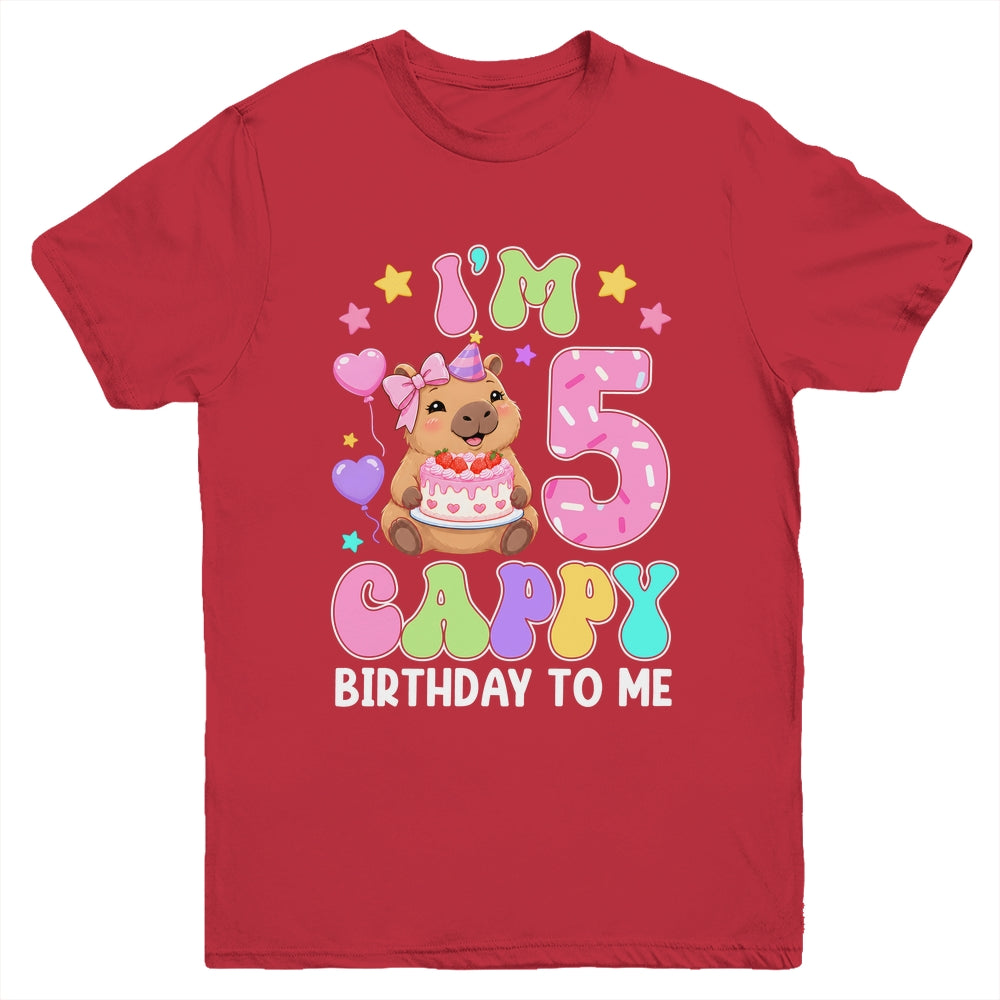 Capybara Birthday 5 Kawaii Capybara 5Th Birthday Girl Youth Shirt | siriusteestore
