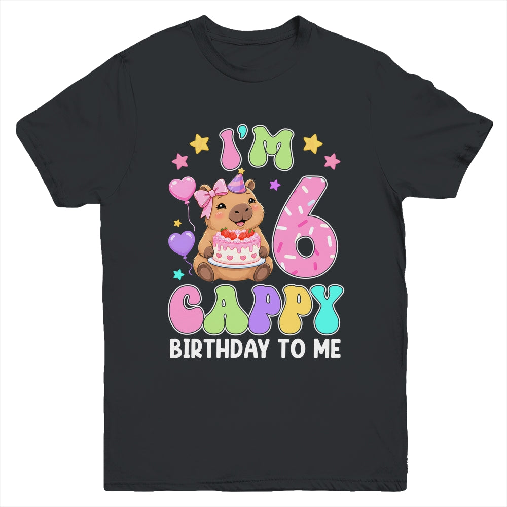 Capybara Birthday 6 Kawaii Capybara 6Th Birthday Girl Youth Shirt | siriusteestore