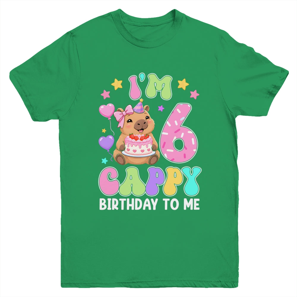 Capybara Birthday 6 Kawaii Capybara 6Th Birthday Girl Youth Shirt | siriusteestore
