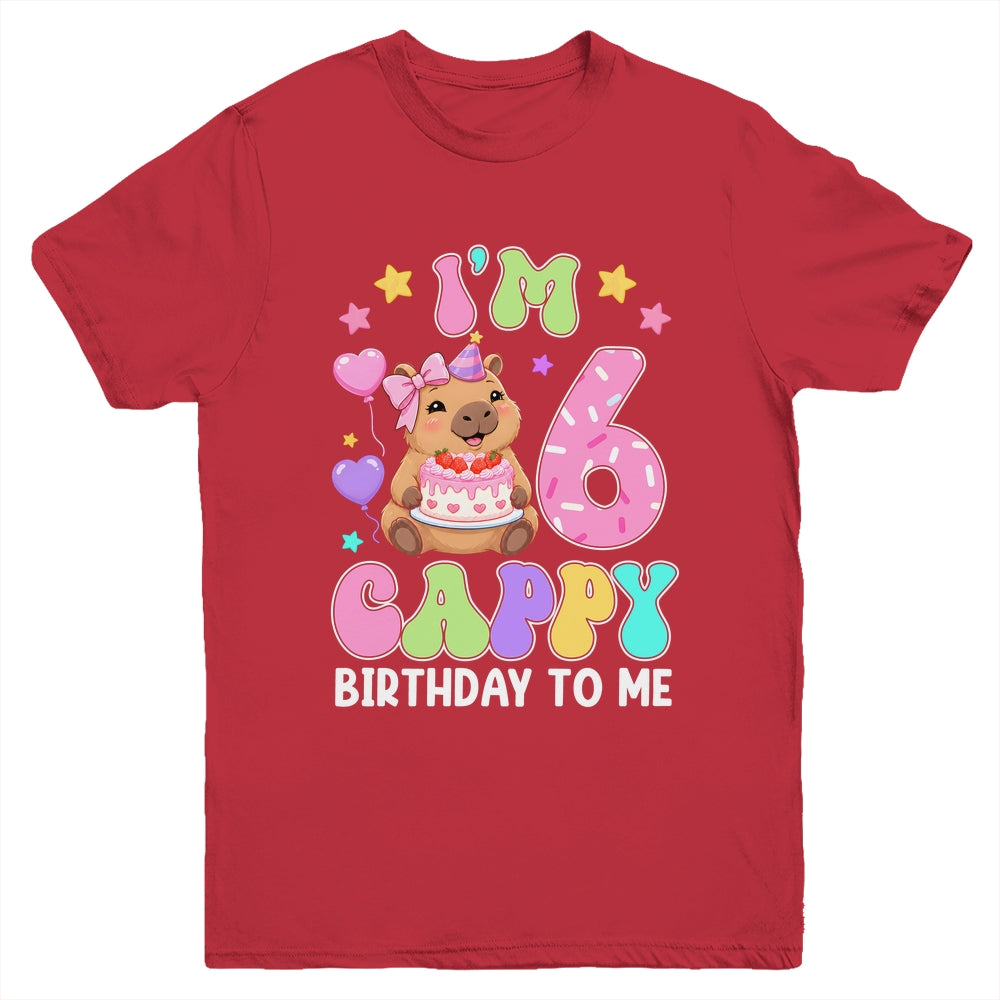 Capybara Birthday 6 Kawaii Capybara 6Th Birthday Girl Youth Shirt | siriusteestore