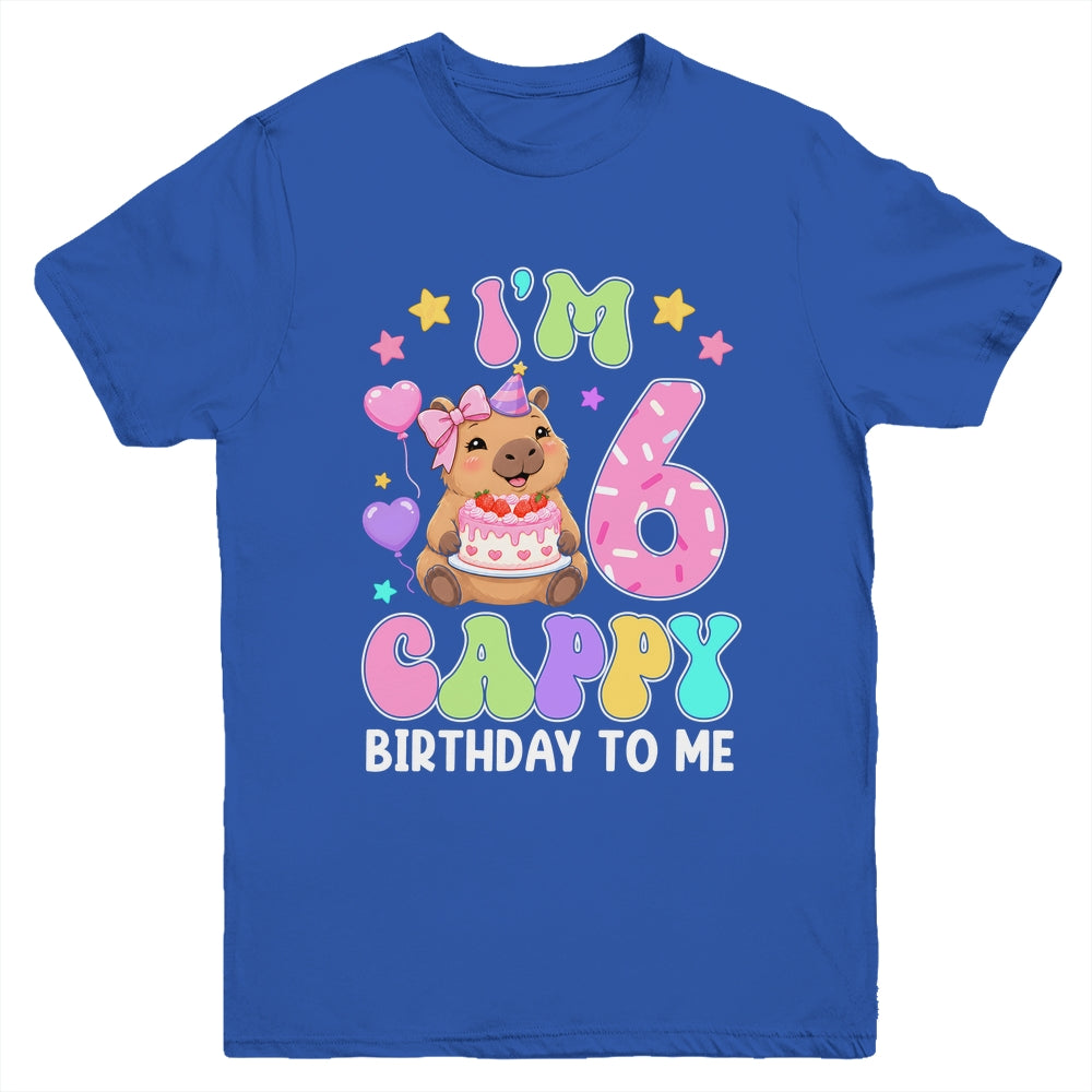 Capybara Birthday 6 Kawaii Capybara 6Th Birthday Girl Youth Shirt | siriusteestore