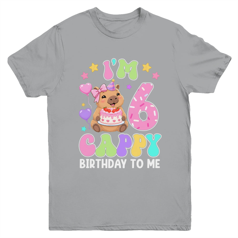 Capybara Birthday 6 Kawaii Capybara 6Th Birthday Girl Youth Shirt | siriusteestore