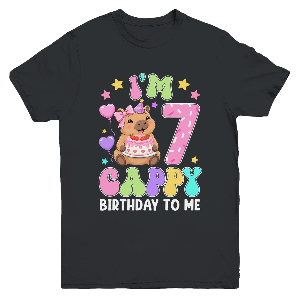 Capybara Birthday 7 Kawaii Capybara 7Th Birthday Girl Youth Shirt | siriusteestore