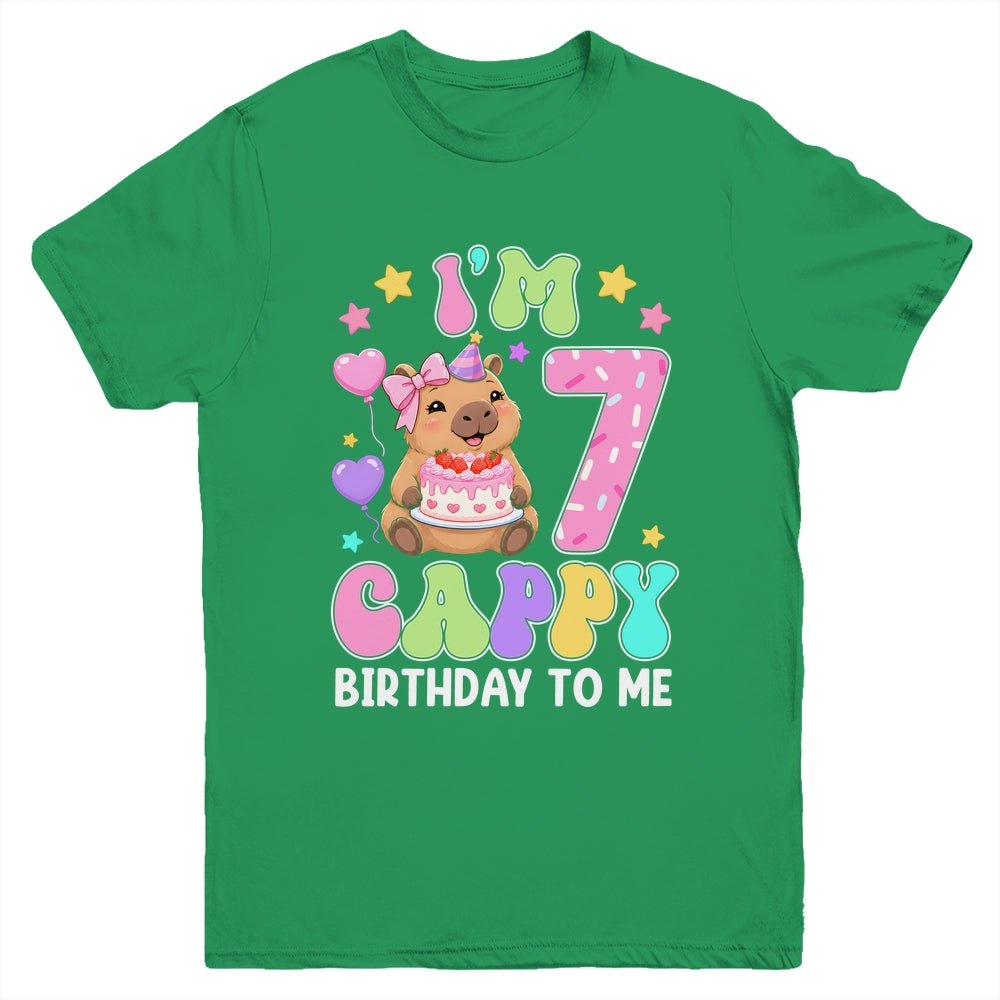 Capybara Birthday 7 Kawaii Capybara 7Th Birthday Girl Youth Shirt | siriusteestore