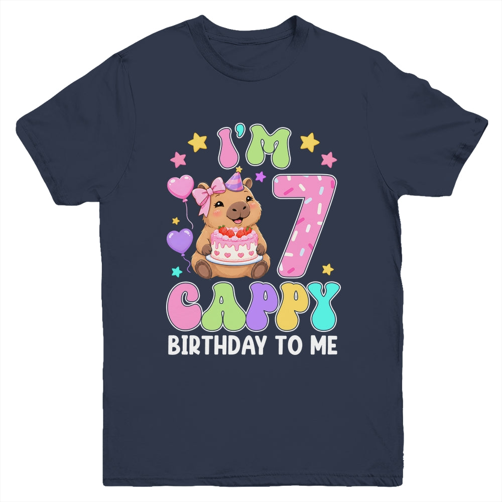 Capybara Birthday 7 Kawaii Capybara 7Th Birthday Girl Youth Shirt | siriusteestore