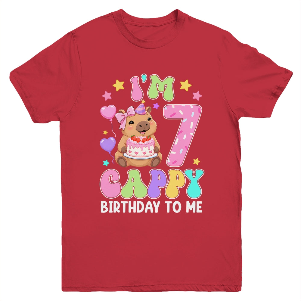 Capybara Birthday 7 Kawaii Capybara 7Th Birthday Girl Youth Shirt | siriusteestore