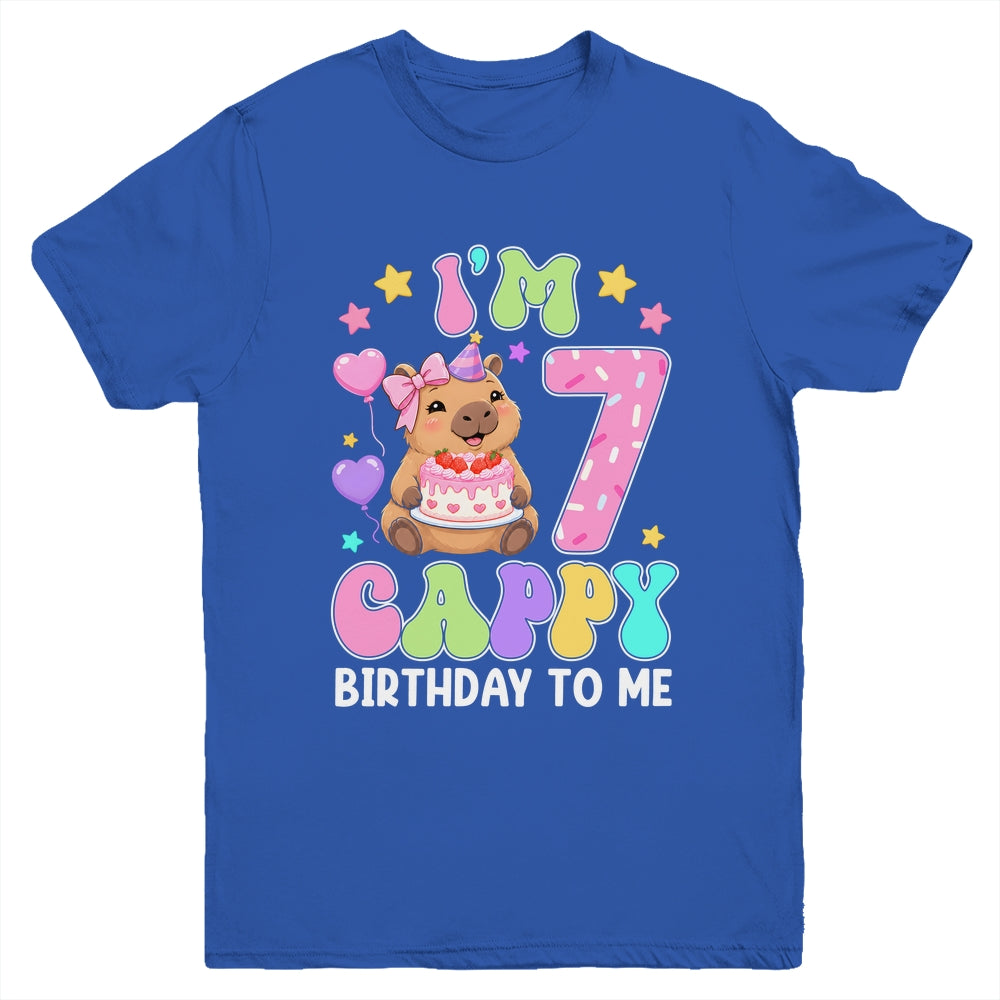 Capybara Birthday 7 Kawaii Capybara 7Th Birthday Girl Youth Shirt | siriusteestore