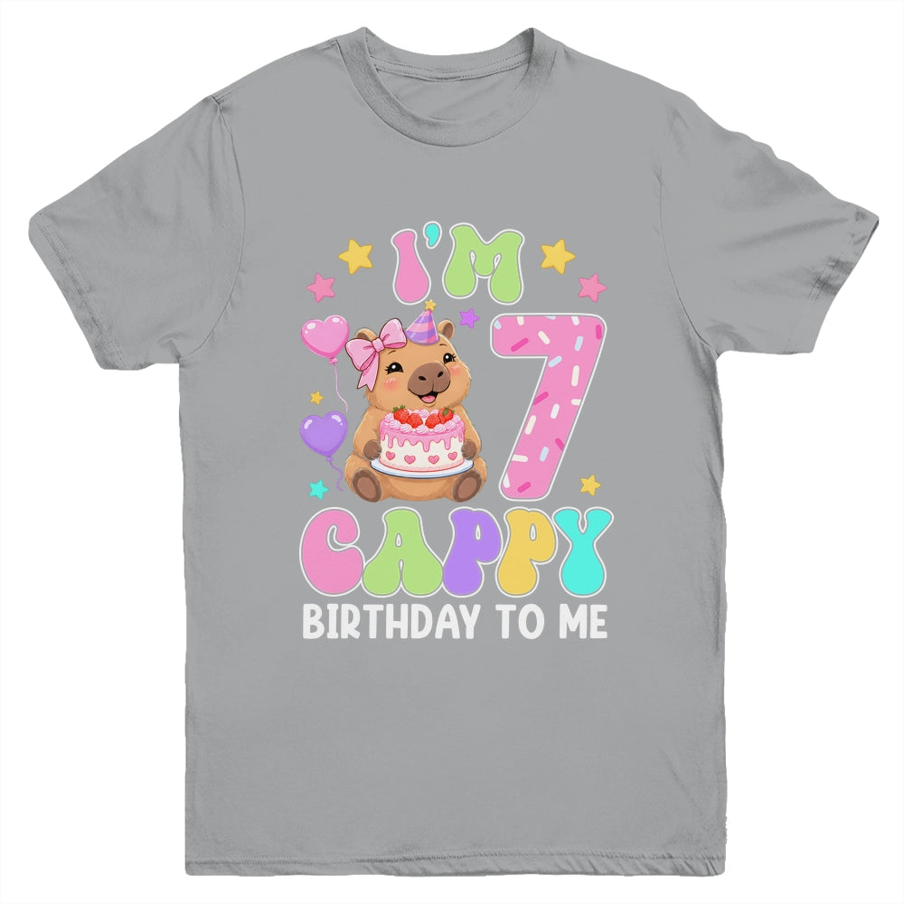 Capybara Birthday 7 Kawaii Capybara 7Th Birthday Girl Youth Shirt | siriusteestore