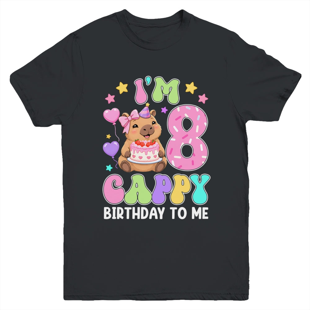 Capybara Birthday 8 Kawaii Capybara 8Th Birthday Girl Youth Shirt | siriusteestore