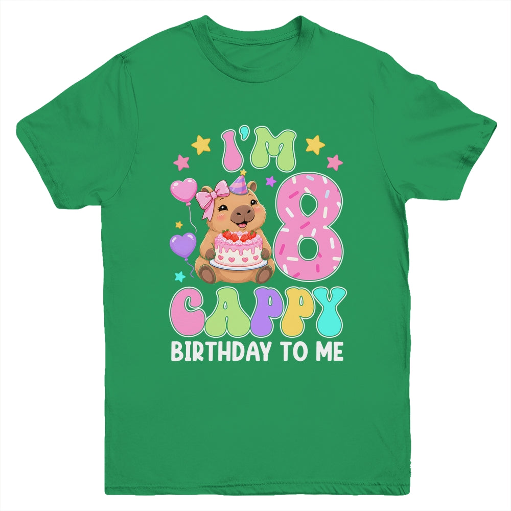 Capybara Birthday 8 Kawaii Capybara 8Th Birthday Girl Youth Shirt | siriusteestore