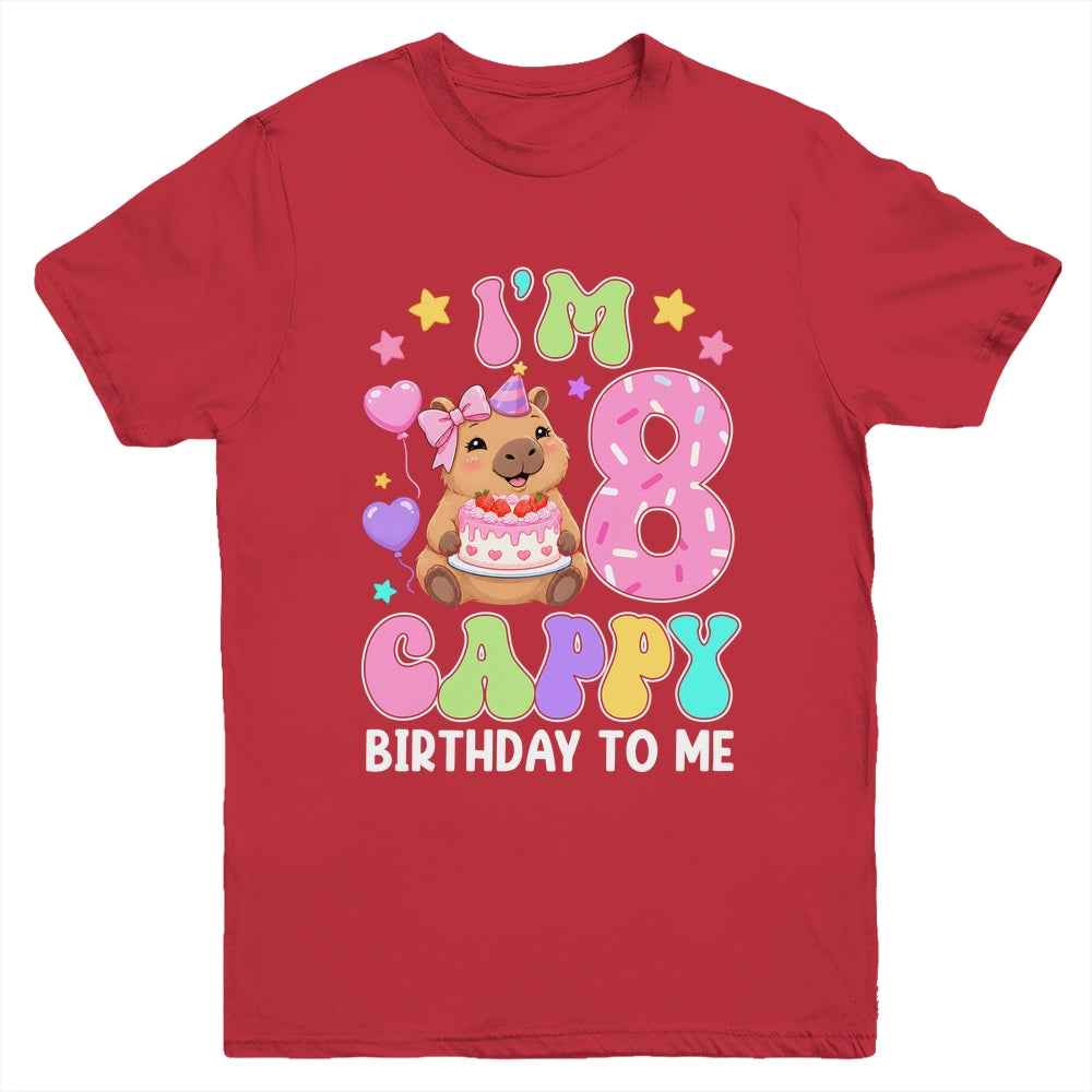 Capybara Birthday 8 Kawaii Capybara 8Th Birthday Girl Youth Shirt | siriusteestore