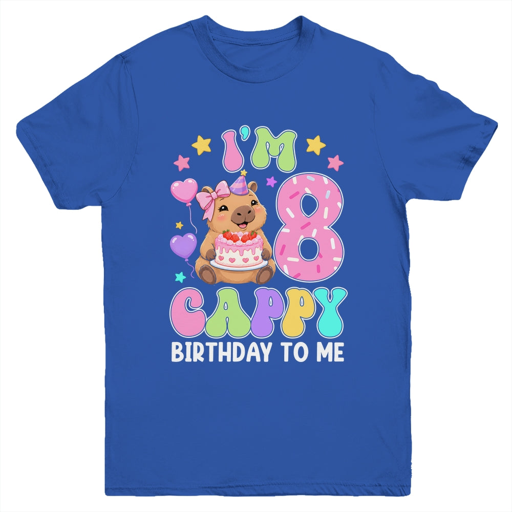 Capybara Birthday 8 Kawaii Capybara 8Th Birthday Girl Youth Shirt | siriusteestore