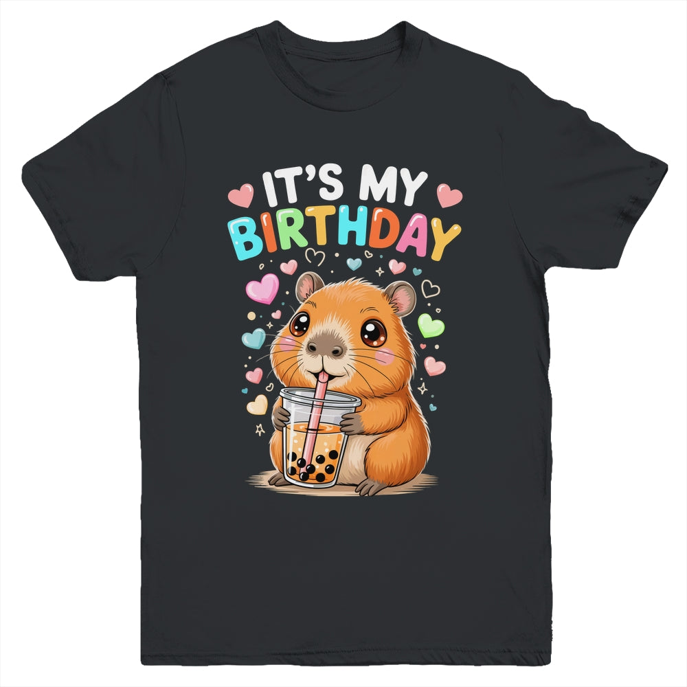 Capybara Birthday Graphic Kids Cute Capibara Its My Birthday Youth Shirt | siriusteestore