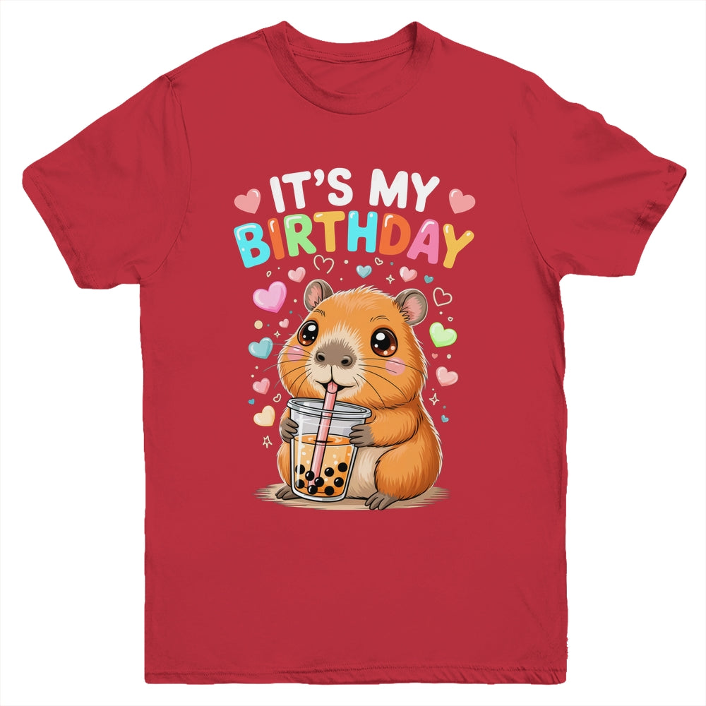 Capybara Birthday Graphic Kids Cute Capibara Its My Birthday Youth Shirt | siriusteestore