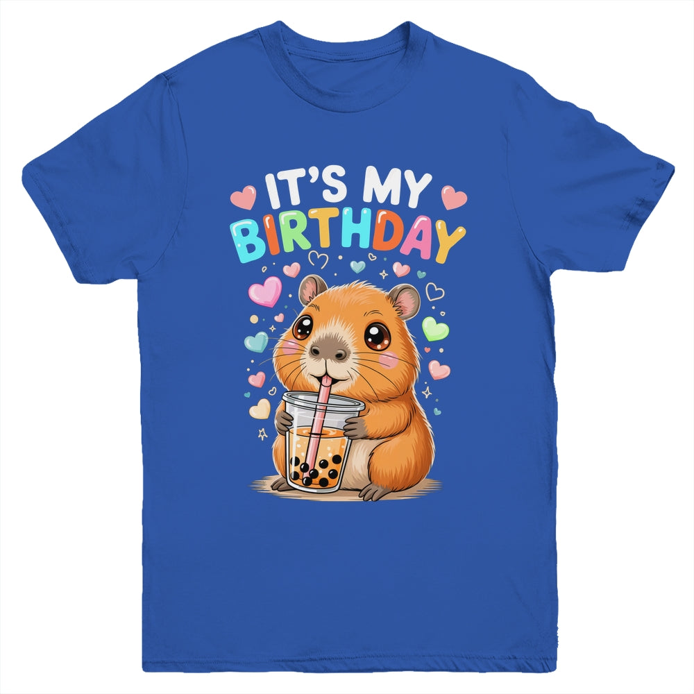 Capybara Birthday Graphic Kids Cute Capibara Its My Birthday Youth Shirt | siriusteestore