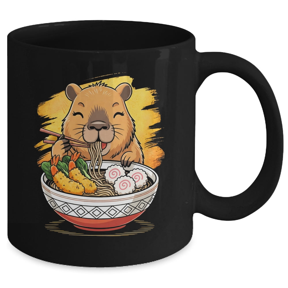 Capybara Eating Ramen Noodles Lover Funny Kawaii Animal Mug | siriusteestore