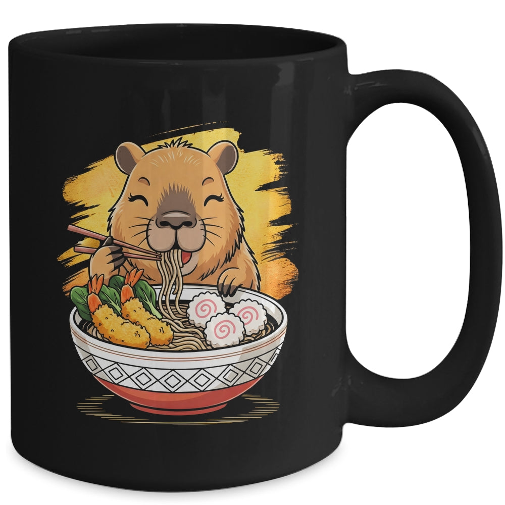 Capybara Eating Ramen Noodles Lover Funny Kawaii Animal Mug | siriusteestore
