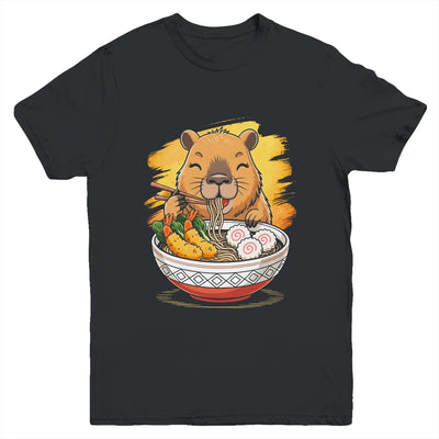 Capybara Eating Ramen Noodles Lover Funny Kawaii Animal Youth Shirt | siriusteestore