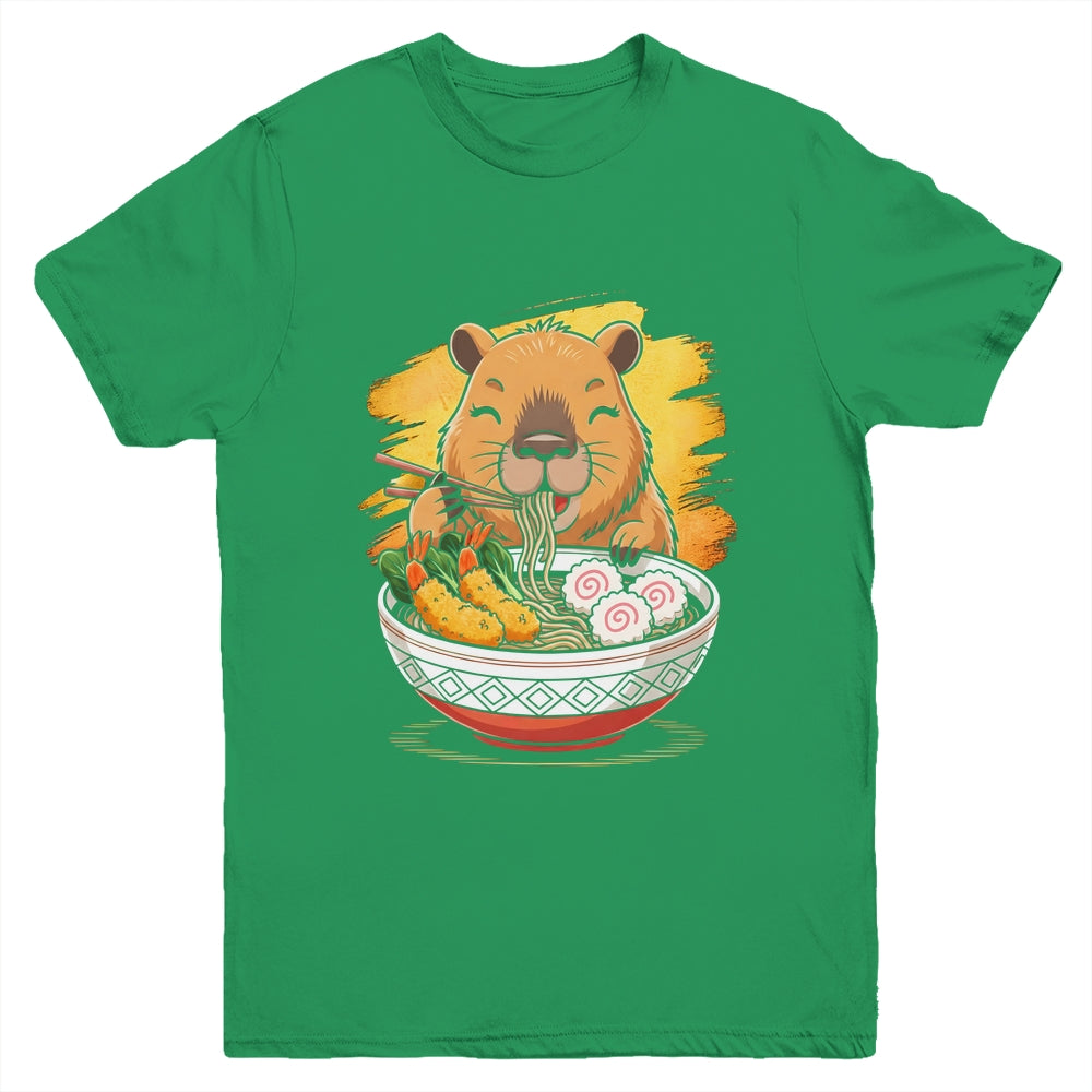 Capybara Eating Ramen Noodles Lover Funny Kawaii Animal Youth Shirt | siriusteestore