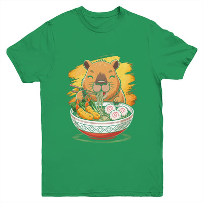 Capybara Eating Ramen Noodles Lover Funny Kawaii Animal Youth Shirt | siriusteestore