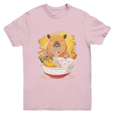 Capybara Eating Ramen Noodles Lover Funny Kawaii Animal Youth Shirt | siriusteestore