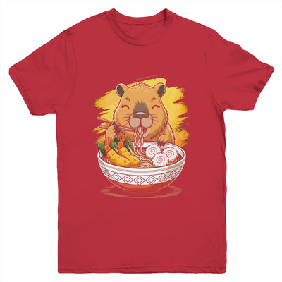 Capybara Eating Ramen Noodles Lover Funny Kawaii Animal Youth Shirt | siriusteestore
