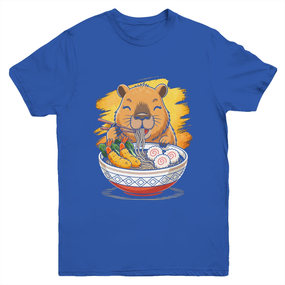 Capybara Eating Ramen Noodles Lover Funny Kawaii Animal Youth Shirt | siriusteestore