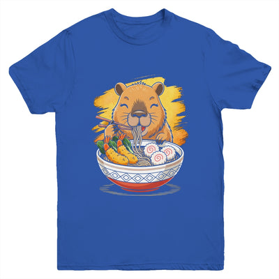 Capybara Eating Ramen Noodles Lover Funny Kawaii Animal Youth Shirt | siriusteestore