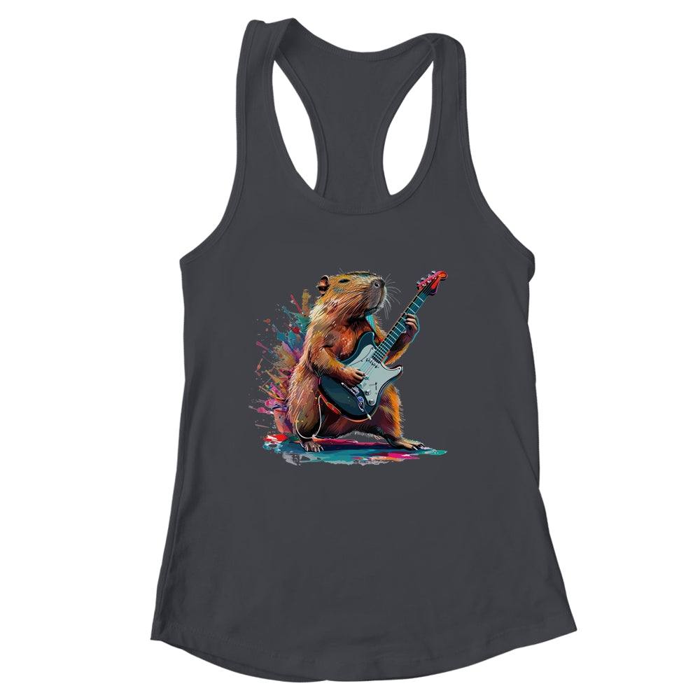 Capybara Playing Electric Guitar Funny Capybaras Lover Shirt & Tank Top | siriusteestore