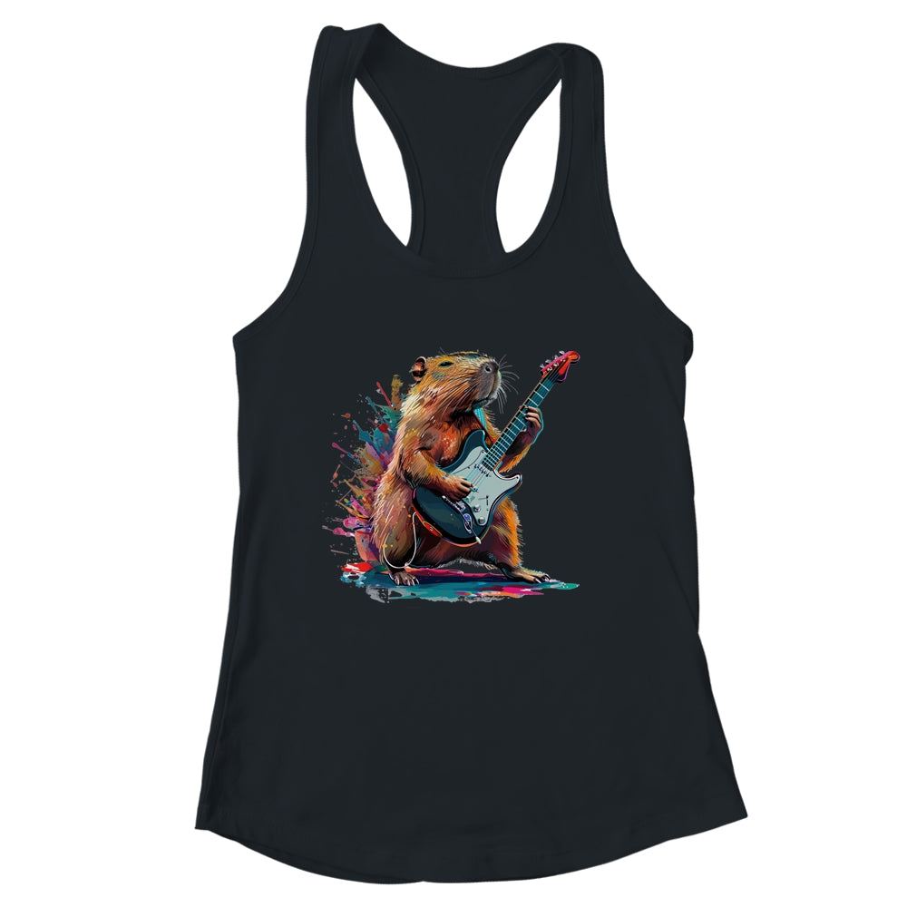 Capybara Playing Electric Guitar Funny Capybaras Lover Shirt & Tank Top | siriusteestore