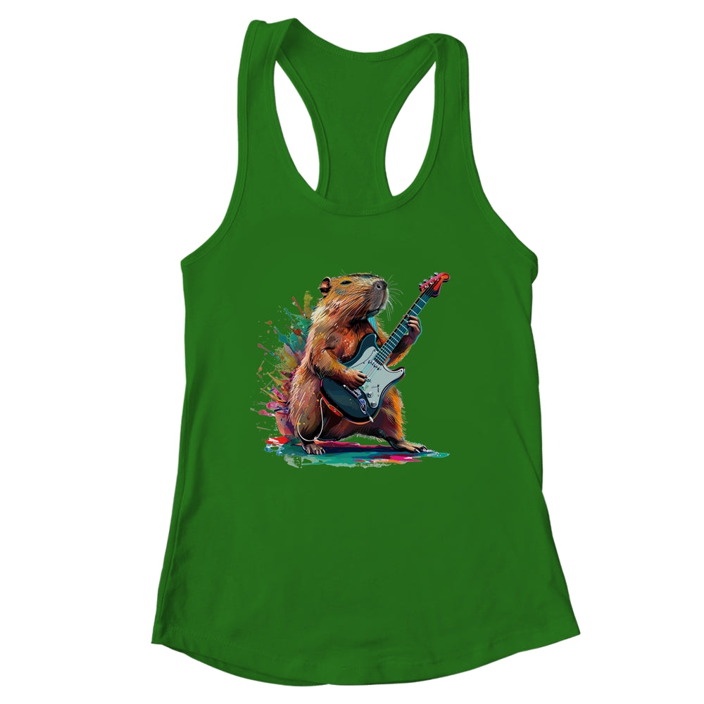 Capybara Playing Electric Guitar Funny Capybaras Lover Shirt & Tank Top | siriusteestore