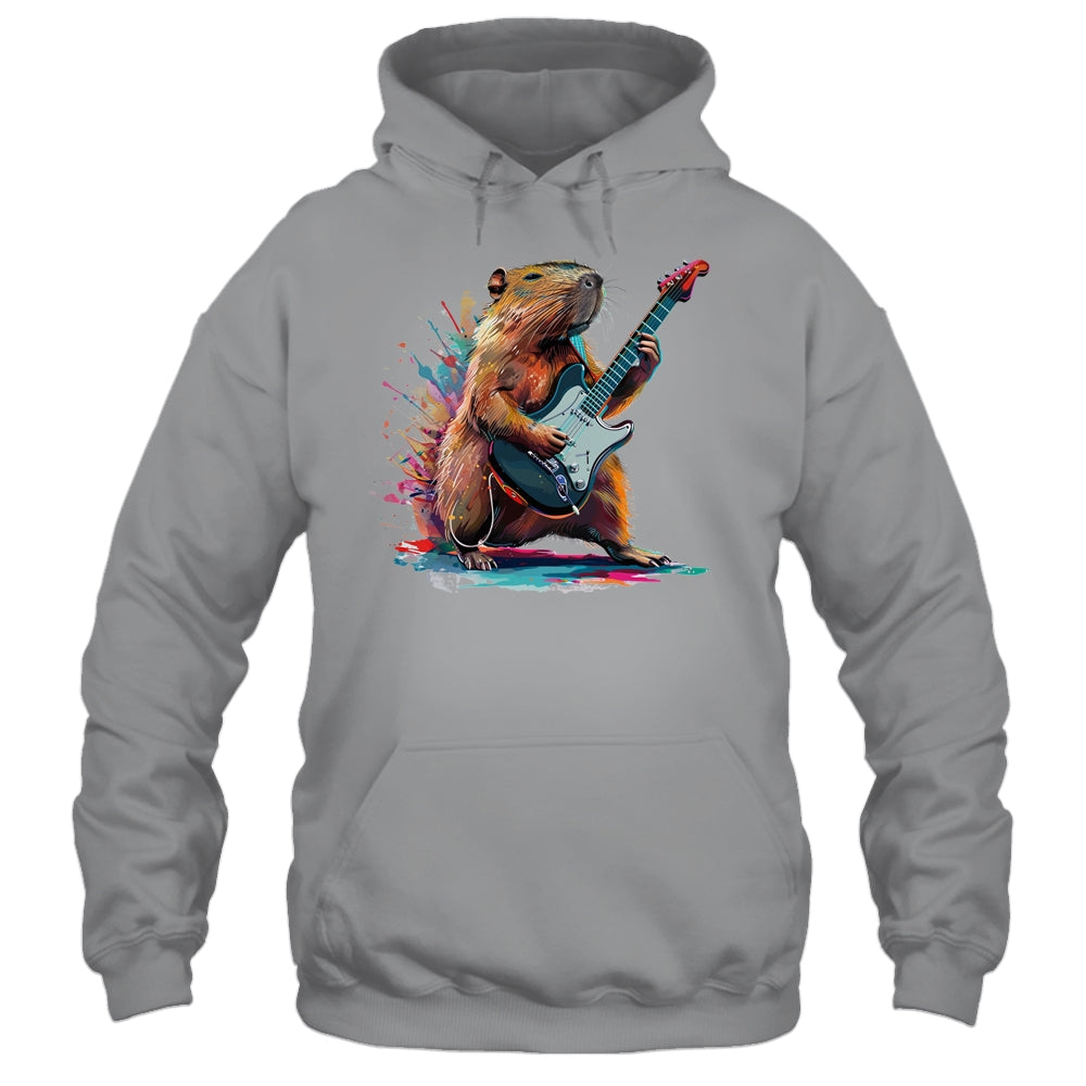 Capybara Playing Electric Guitar Funny Capybaras Lover Shirt & Tank Top | siriusteestore