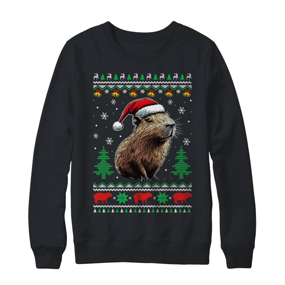 Capybara Santa Hat Ugly Christmas Capybara Lover Xmas Shirt & Sweatshirt | siriusteestore