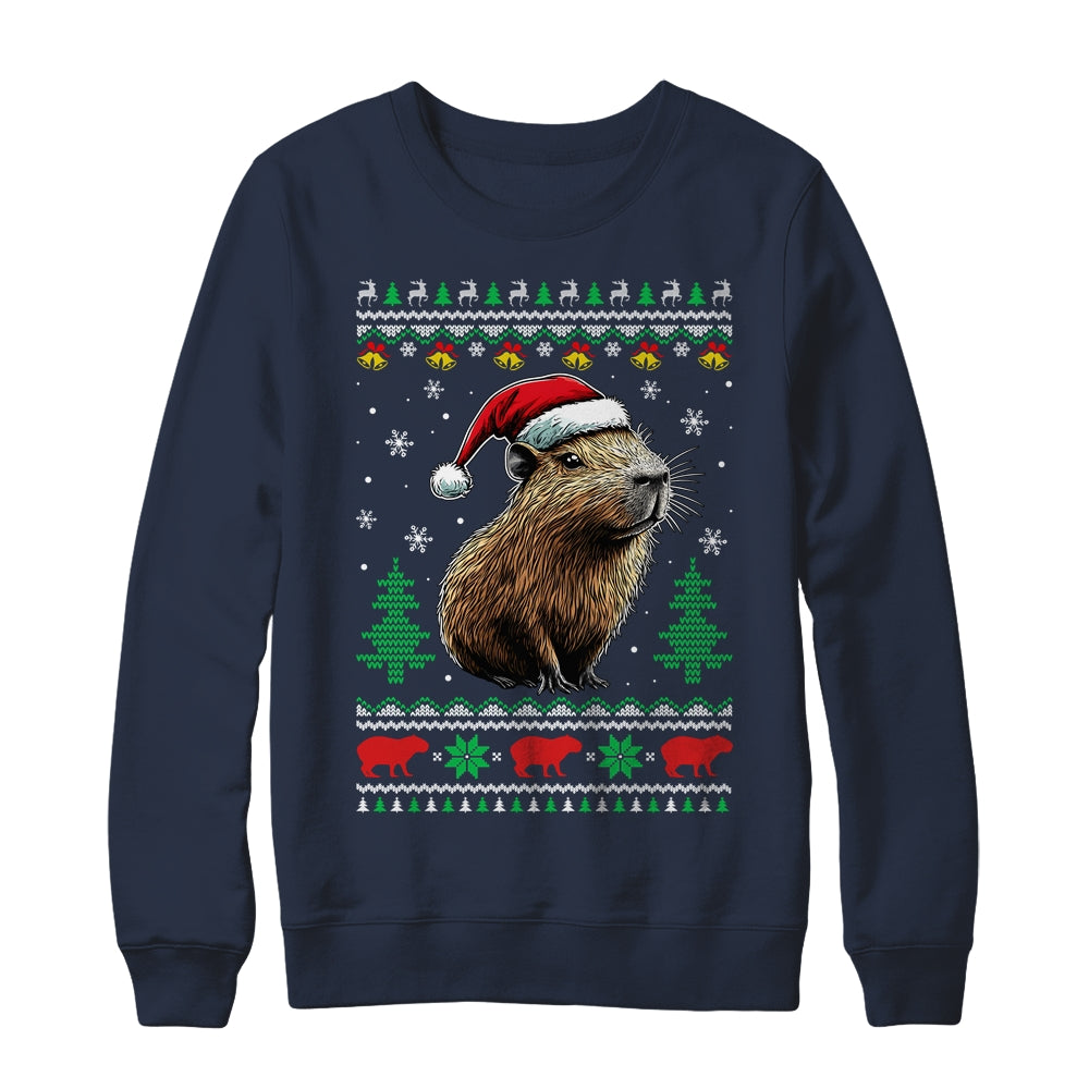 Capybara Santa Hat Ugly Christmas Capybara Lover Xmas Shirt & Sweatshirt | siriusteestore