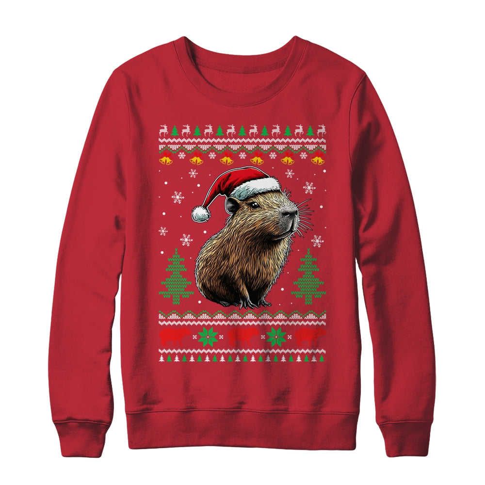 Capybara Santa Hat Ugly Christmas Capybara Lover Xmas Shirt & Sweatshirt | siriusteestore