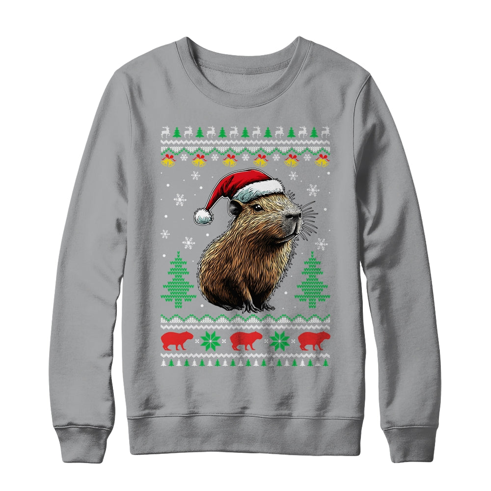 Capybara Santa Hat Ugly Christmas Capybara Lover Xmas Shirt & Sweatshirt | siriusteestore
