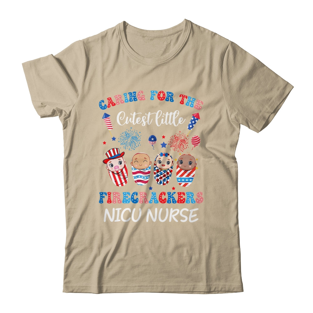 Caring For The Cutest Firecrackers NICU Nurse 4th Of July Shirt & Tank Top | siriusteestore
