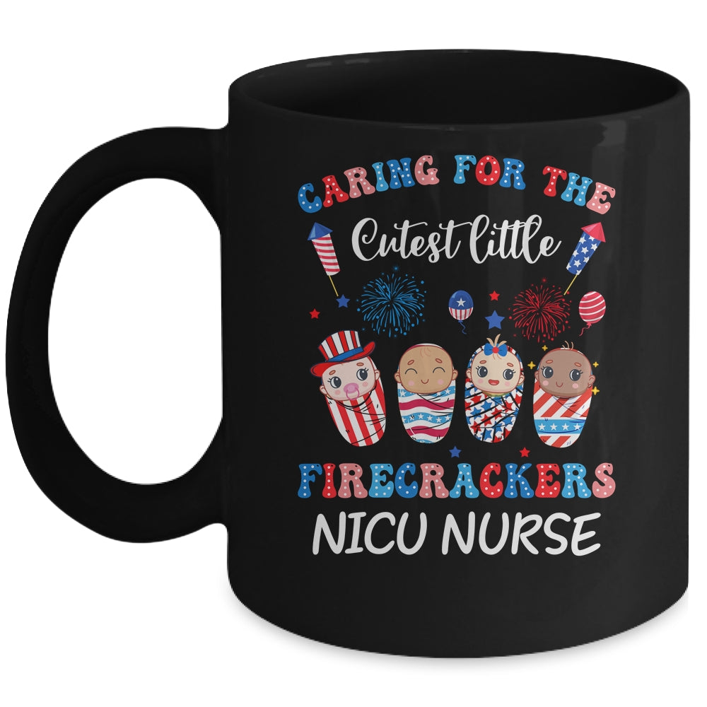 Caring For The Cutest Firecrackers NICU Nurse 4th Of July Mug | siriusteestore