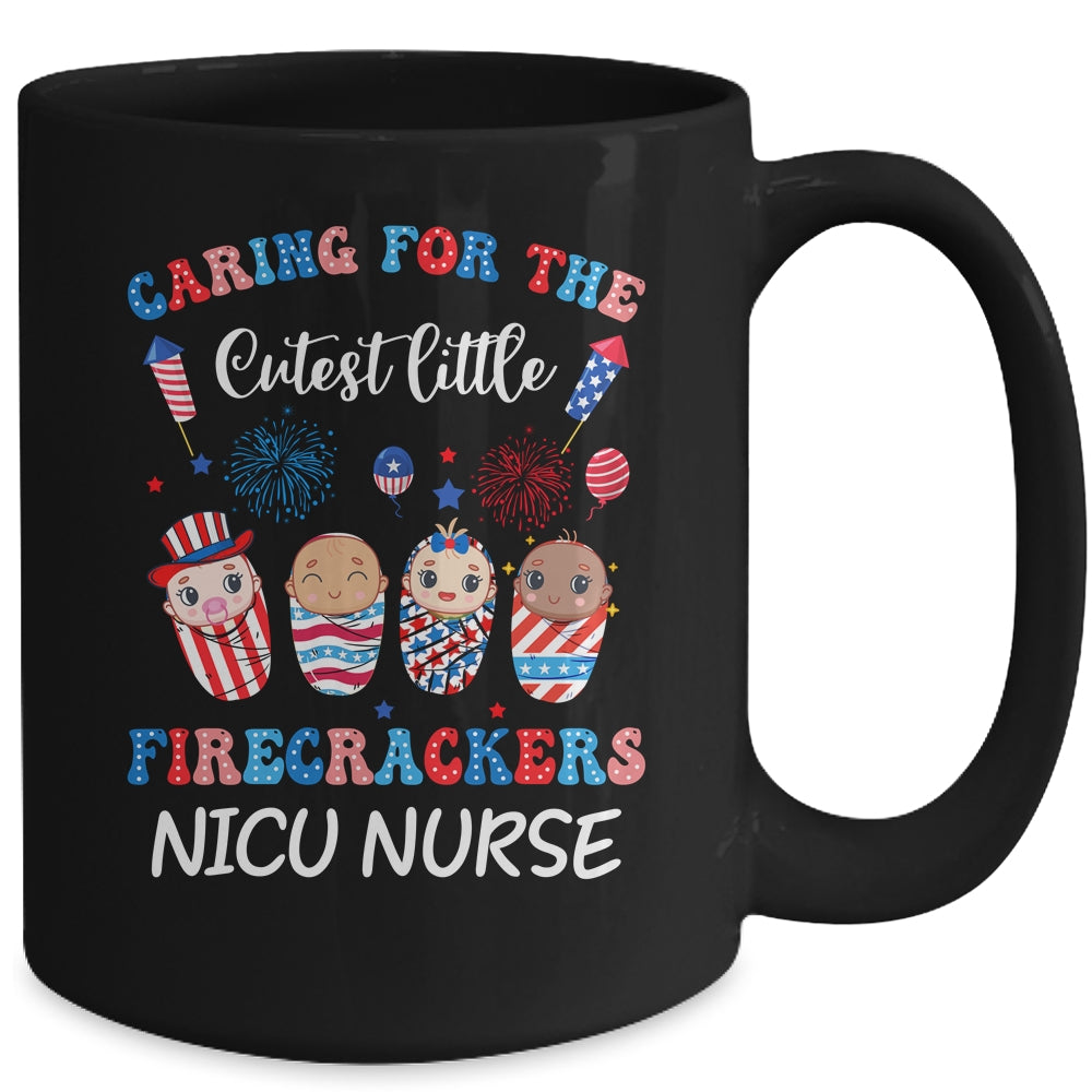 Caring For The Cutest Firecrackers NICU Nurse 4th Of July Mug | siriusteestore