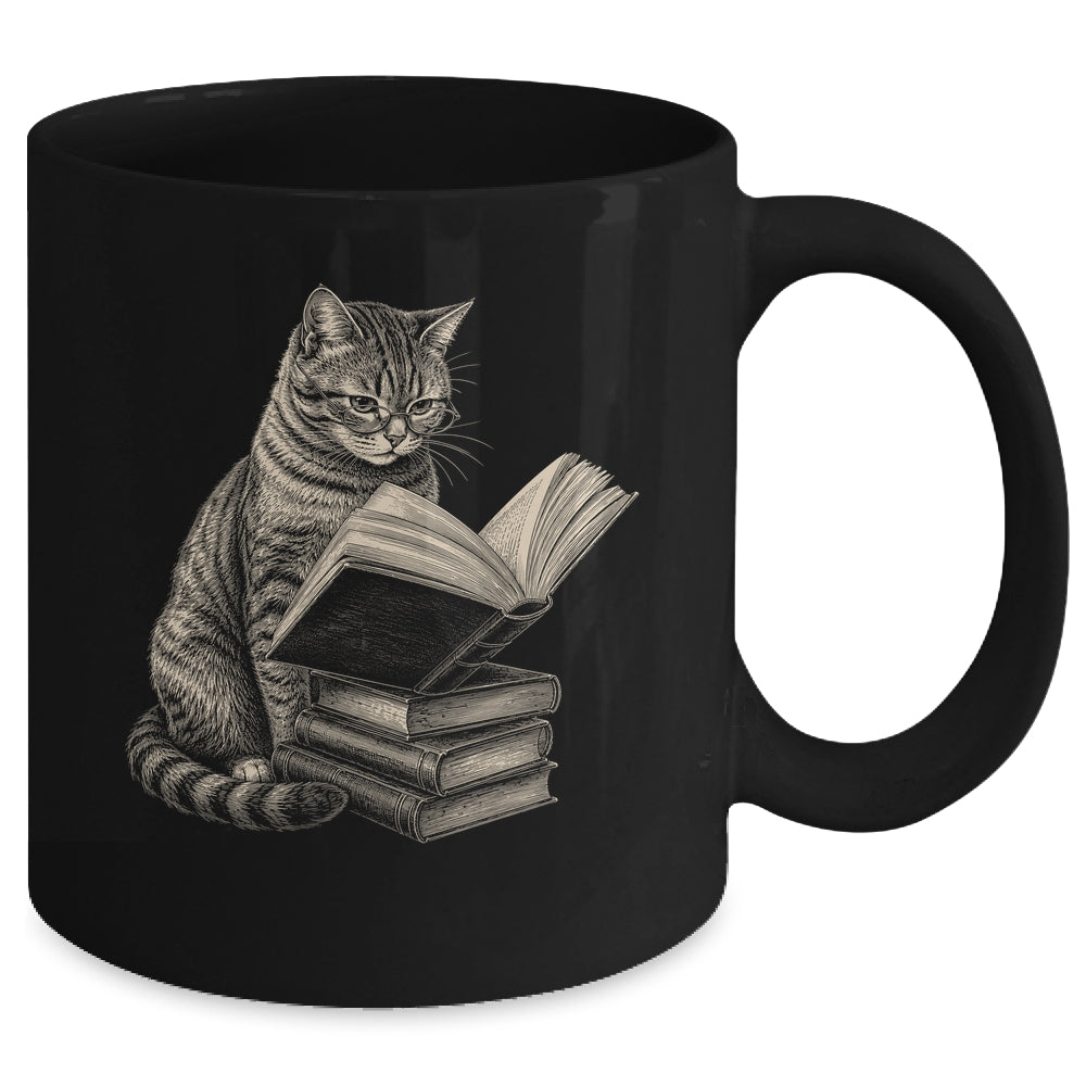 Cat Bookworm Reading Book Funny Cat Lovers Design Graphic Mug | siriusteestore